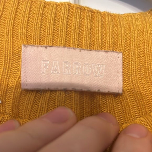 FARROW Mustard Yellow Short Sleeve Light Knit Top - Picture 2 of 3